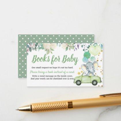 Neutral Drive Through Boy Baby Shower Book Request Enclosure Card