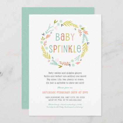 Neutral Spring Wreath Baby Sprinkle invite