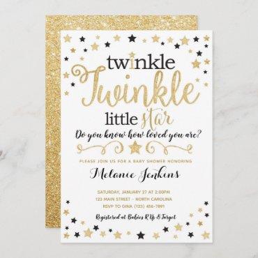 Neutral Twinkle Little Star Baby Shower Invitation