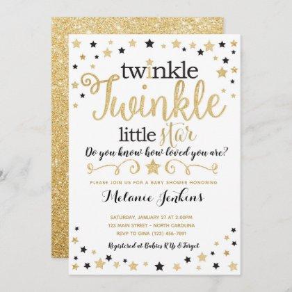 Neutral Twinkle Little Star Baby Shower Invitation