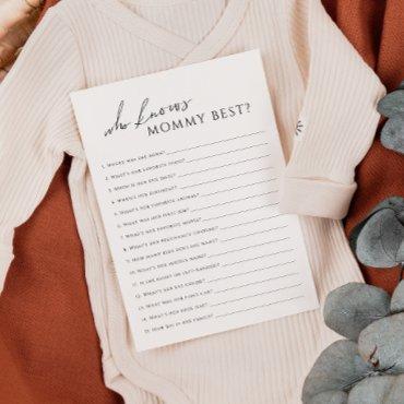 Neutral Who Knows Mommy Baby Shower Game Card