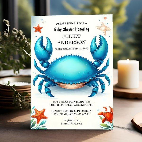 New Beach Ocean Catch Navy Blue Crab