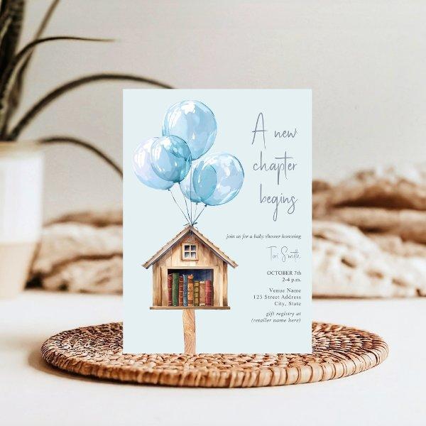 New Chapter Balloons Library Book Baby Shower Blue