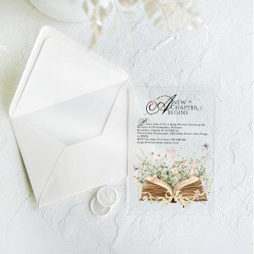 New Chapter Begin Book Wildflower Baby Shower Acrylic