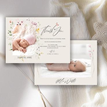 Newborn Baby Shower Girl Thank You Photo Birth   Announcement