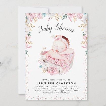 Newborn Floral Baby Shower Invitation