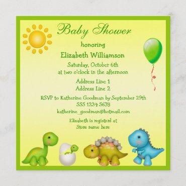 Newly Hatched Baby Dino & Dinosaurs Baby Shower Invitation