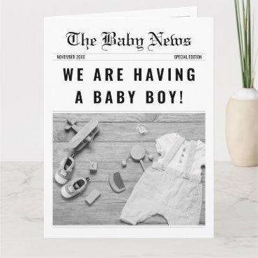 Newspaper It's A Boy Baby Gender Reveal Card