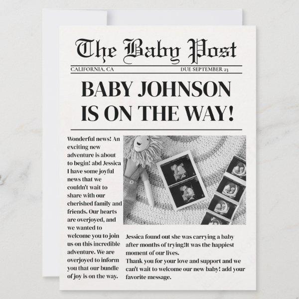 Newspaper pregnancy Baby Shower Announcement