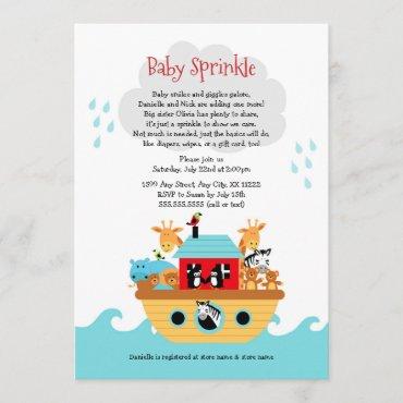 Noah's Ark Baby sprinkle invite, baby shower Invitation
