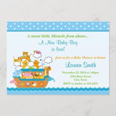 Noah's Ark Boy Baby Shower Invitation 5x7 Card