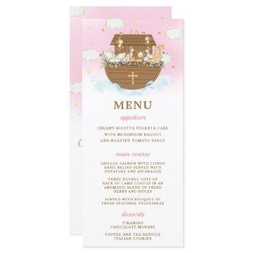 Noah's Ark Pink Baptism Birthday Baby Shower Menu