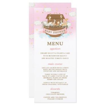 Noah's Ark Pink Girl Twins Baby Shower  Program