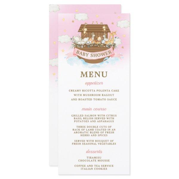 Noah's Ark Pink Girl Twins Baby Shower  Program