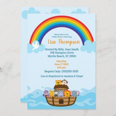 Noah's Ark Rainbow Baby Shower Invitation