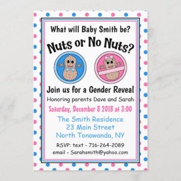 Nuts or No Nuts gender reveal invitation