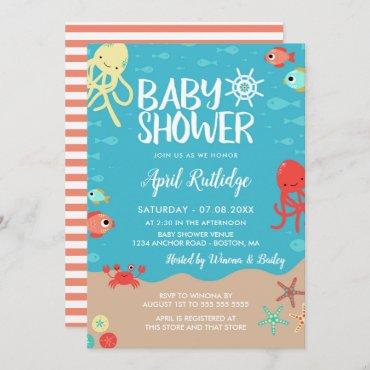 Ocean Life Nautical Baby Shower Invitation