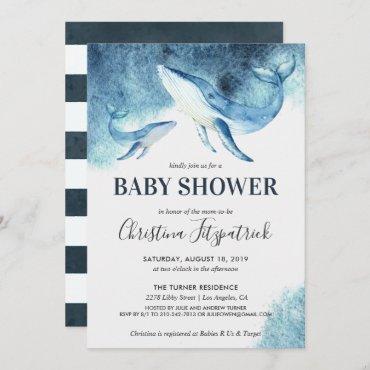 Ocean Whale Baby Shower Invitation