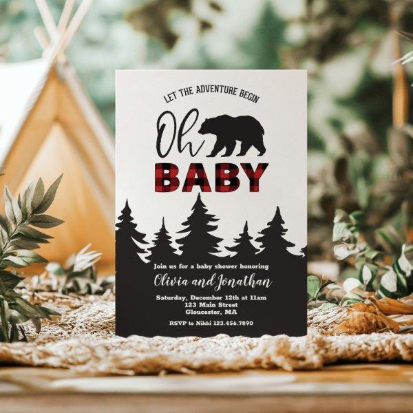 Oh Baby Bear Red Buffalo Plaid