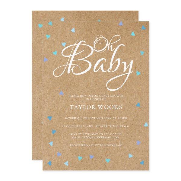 Oh Baby Blue Love Hearts Baby Shower / Sprinkle