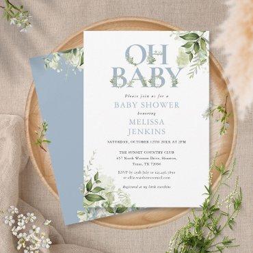 Oh Baby Botanical Greenery Dusty Blue