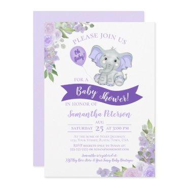 Oh Baby! Cute Elephant Purple Floral
