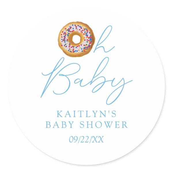 Oh Baby Donut Sprinkle Boys Baby Shower Classic Round Sticker