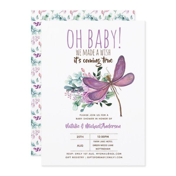 Oh Baby DRAGONFLY Make A Wish Baby Shower Floral
