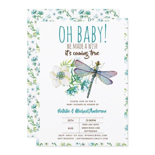 Oh Baby DRAGONFLY Make A Wish Baby Shower Floral