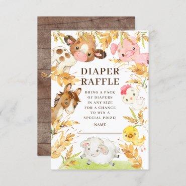 Oh Baby Farm Animals Baby Shower Diaper Raffle  Invitation