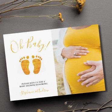 Oh Baby Feet Photo Couple's Yellow Baby Shower