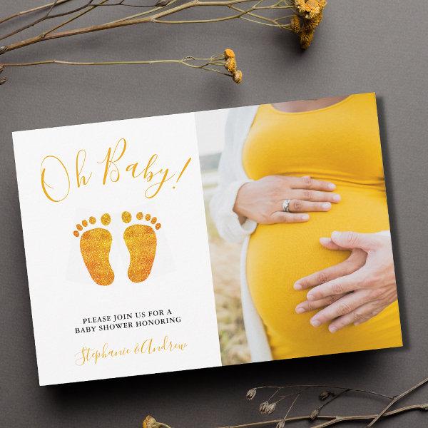 Oh Baby Feet Photo Couple's Yellow Baby Shower