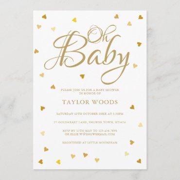 Oh Baby Gold Love Hearts Baby Shower / Sprinkle