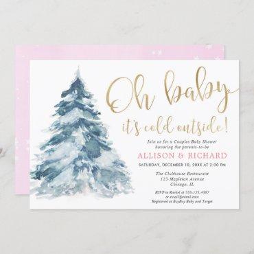 Oh Baby it's cold outside Couples girl baby shower Invitation