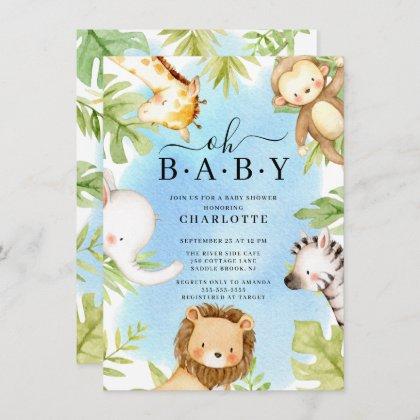 Oh Baby Jungle Baby Shower  Invitation