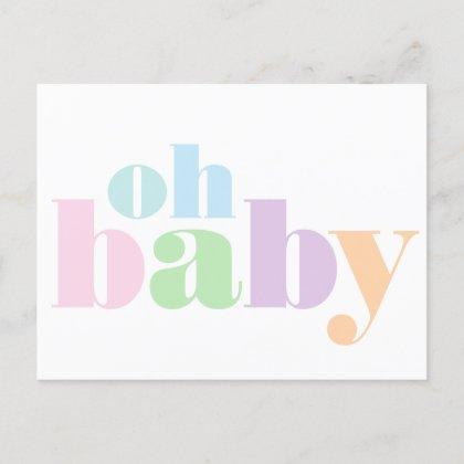 Oh Baby Modern Typography Virtual Baby Girl Shower  Postcard