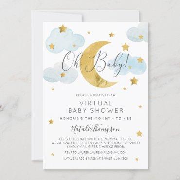 Oh Baby Moon & Stars theme Virtual Baby Shower Invitation