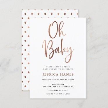 Oh Baby Rose Gold Foil Baby Shower Invitation