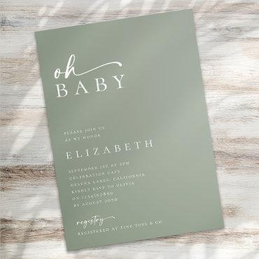 Oh Baby Sage Green Minimalist Script