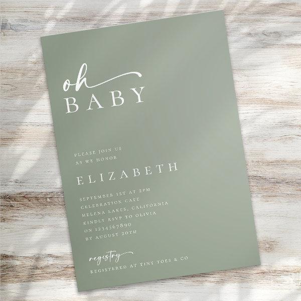 Oh Baby Sage Green Minimalist Script
