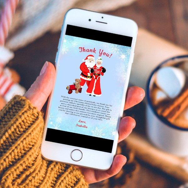 Oh Baby Santa & Mrs. Claus Baby Shower Thank You Card