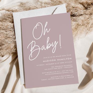 Oh Baby Script Dusty Purple Minimalist