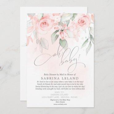 Oh Baby! Shower by Mail Vintage Blush Pink Roses Invitation