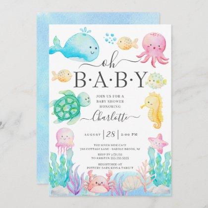 Oh Baby Under The Sea Baby Shower Invitation