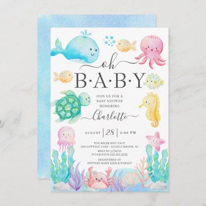 Oh Baby Under The Sea Baby Shower Invitation