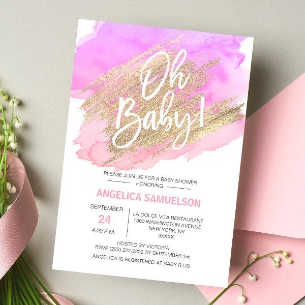 OH BABY! Watercolor Gold Pink Purple
