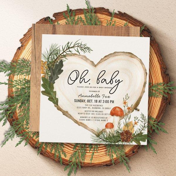 Oh Baby Wood Slice Mushroom Baby Shower by Mail