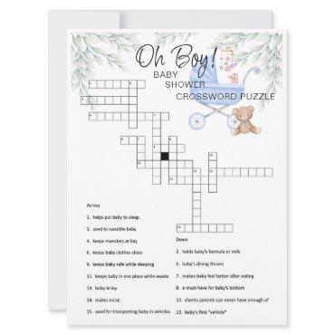 Oh Boy Baby Stoller Mobile Crossword Puzzle Card