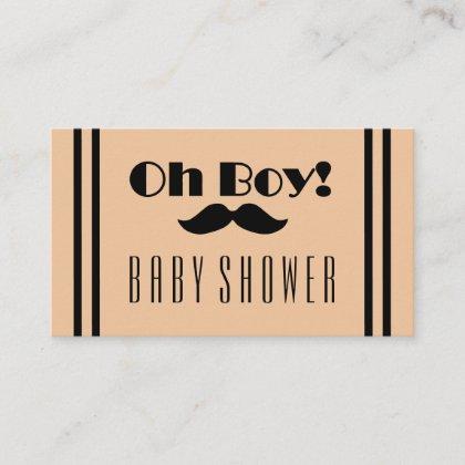 Oh Boy Black Mustache Baby Shower Ticket Invite