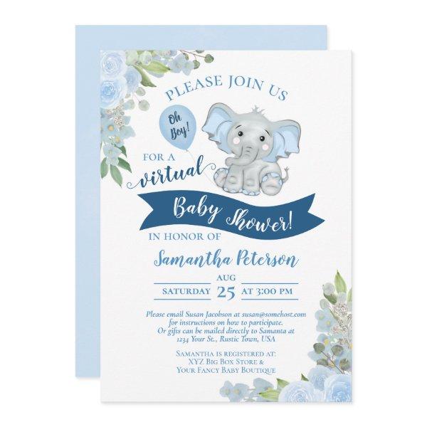 Oh Boy! Blue Elephant & Floral Virtual